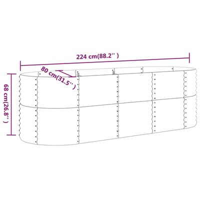 vidaXL Canteiro elevado jardim 224x80x68cm aço revestido a pó castanho