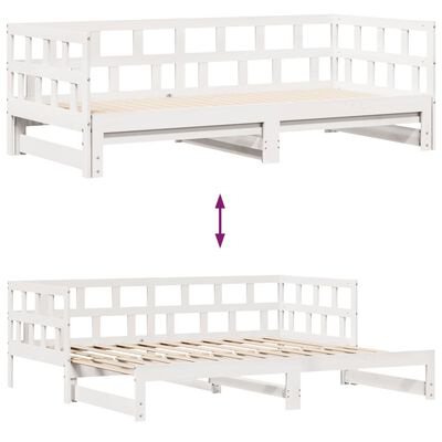 vidaXL Sofá-cama c/ gavetão e gavetas branco 90x200cm madeira de pinho