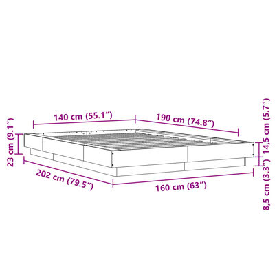 vidaXL Estrutura de cama 140x190 cm derivados de madeira preto