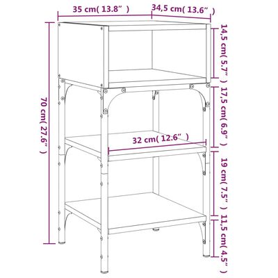 vidaXL Mesas cabeceira 2pcs 35x34,5x70cm deriv.madeira carvalho fumado