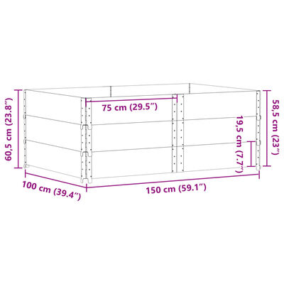 vidaXL Colares p/ paletes 3 pcs 150x100 cm madeira pinho maciça preto