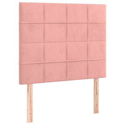 vidaXL Cama com molas/colchão 100x200 cm veludo rosa