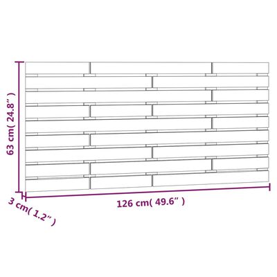 vidaXL Cabeceira de parede 126x3x63 cm madeira de pinho maciça