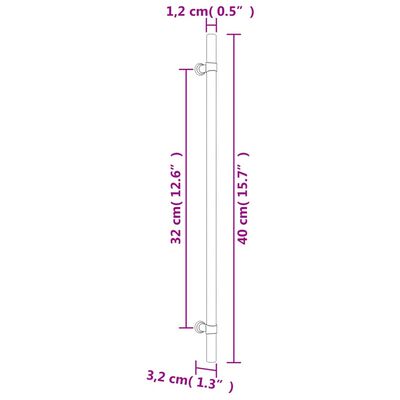 vidaXL Puxadores para móveis 5 pcs 320 mm aço inoxidável preto