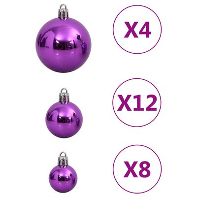 vidaXL 111 pcs conjunto de enfeites de Natal poliestireno roxo