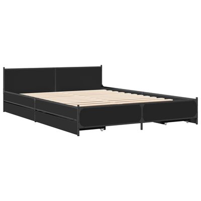 vidaXL Estrutura de cama c/ gavetas 160x200 cm derivados madeira preto