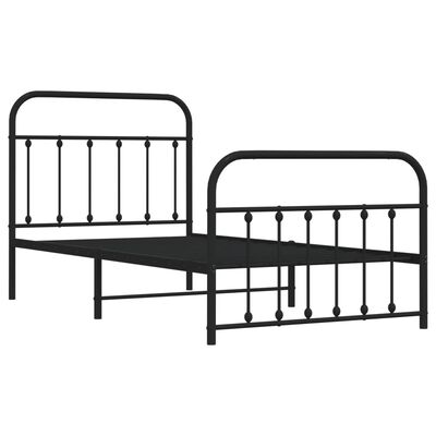 vidaXL Estrutura de cama com cabeceira e pés 100x190 cm metal preto