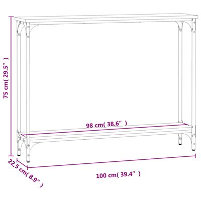 vidaXL Mesa consola 100x22,5x75cm derivados de madeira carvalho fumado