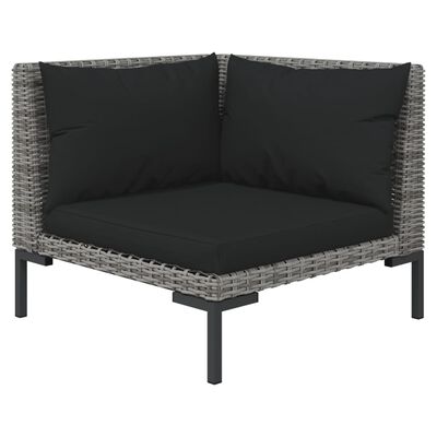 vidaXL 12 pcs conj. lounge jardim c/ almofadões vime PE cinza-escuro