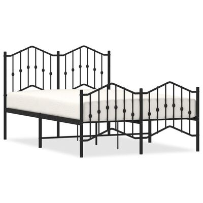 vidaXL Estrutura de cama com cabeceira e pés 120x190 cm metal preto