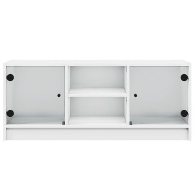 vidaXL Móvel de TV c/ portas de vidro 102x37x42 cm branco