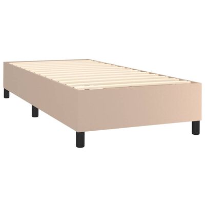 vidaXL Cama box spring c/ colchão/LED 80x200cm couro artif. cappuccino