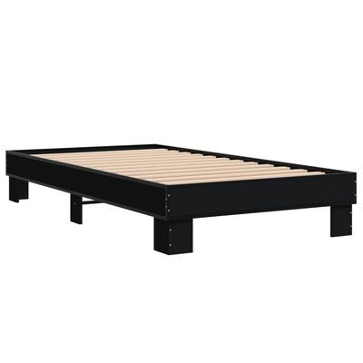 vidaXL Estrutura de cama 90x200 cm derivados de madeira/metal preto