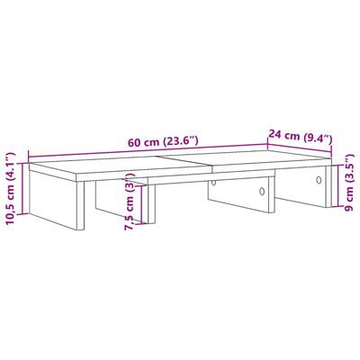 vidaXL Suporte p/ monitor ajustável derivados de madeira madeira velha