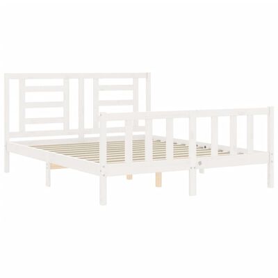 vidaXL Estrutura de cama com cabeceira 160x200 cm madeira maciça