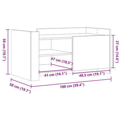 vidaXL Mesa de centro 100x50x50cm derivados de madeira cinzento sonoma