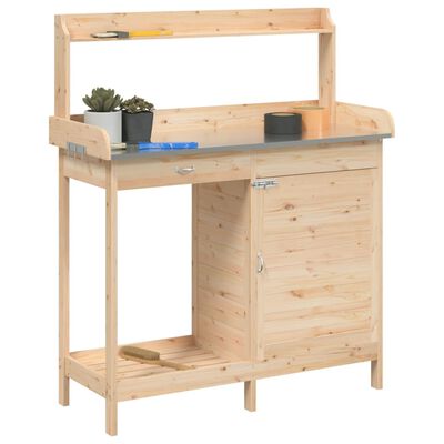 vidaXL Mesa de cultivo c/ armário 110,5x45x124,5 cm abeto maciço