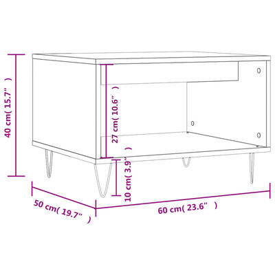 vidaXL Mesa de centro 60x50x40 cm derivados de madeira cinzento sonoma