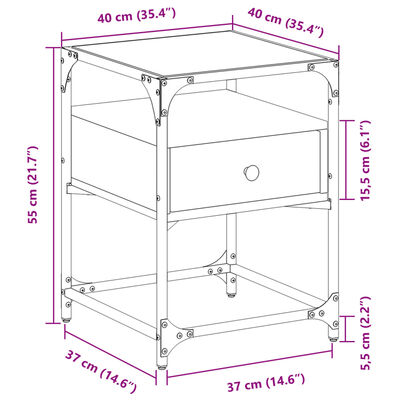 vidaXL Mesa de cabeceira 40x40x55 cm derivados madeira cinzento sonoma