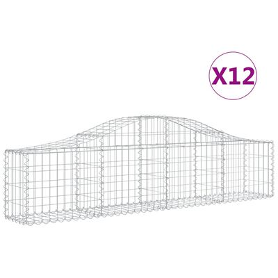 vidaXL Cestos gabião arqueados 12pcs 200x30x40/60 cm ferro galvanizado