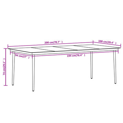 vidaXL 9 pcs conjunto jantar jardim c/ almofadões vime PE e vidro