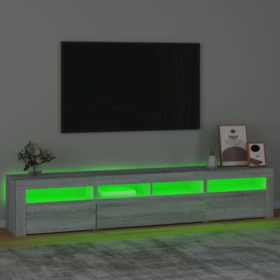 vidaXL Móvel de TV com luzes LED 210x35x40 cm sonoma cinza