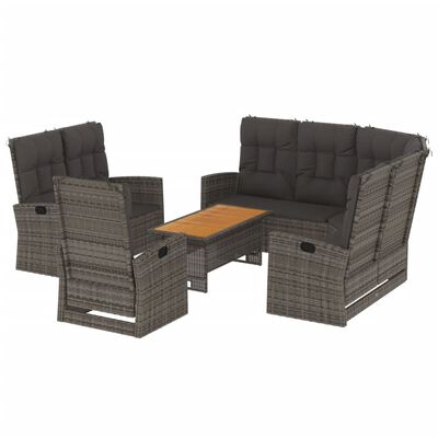 vidaXL 4 pcs conjunto lounge de jardim c/ almofadões vime PE cinzento