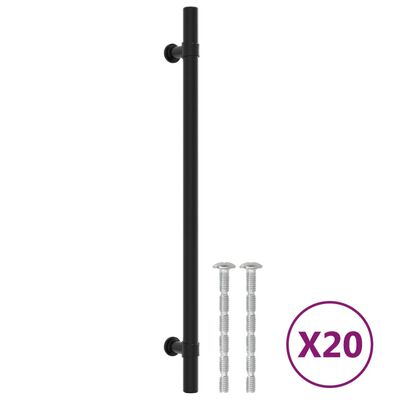 vidaXL Puxadores para móveis 20 pcs 224 mm aço inoxidável preto