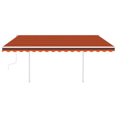 vidaXL Toldo retrátil manual com postes 4,5x3 m laranja e castanho