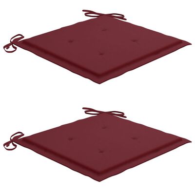 vidaXL Cadeiras jardim c/ almofadões vermelho tinto 2 pcs teca maciça