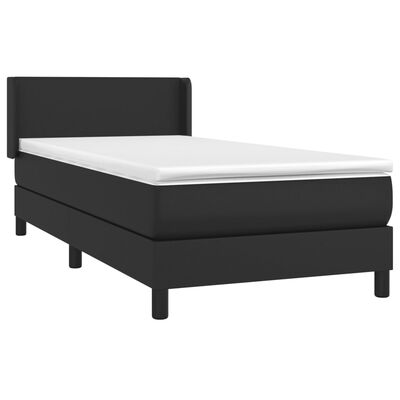 vidaXL Cama com molas/colchão 90x190 cm couro artificial preto