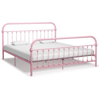 vidaXL Estrutura de cama 180x200 cm metal rosa