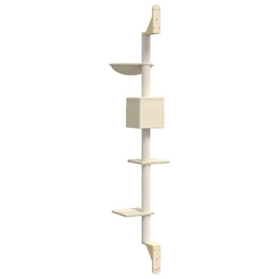 vidaXL Árvore de parede para gatos c/ poste arranhador 187 cm creme