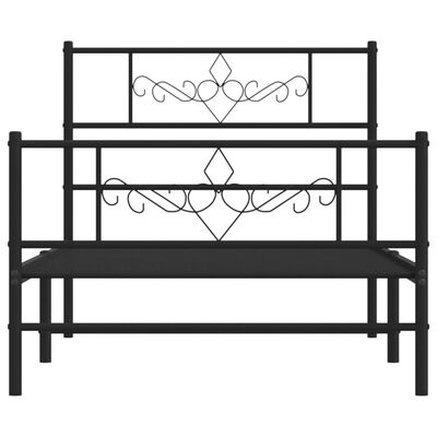 vidaXL Estrutura de cama com cabeceira e pés 100x200 cm metal preto