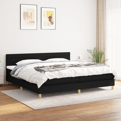 vidaXL Cama com molas/colchão 200x200 cm tecido preto