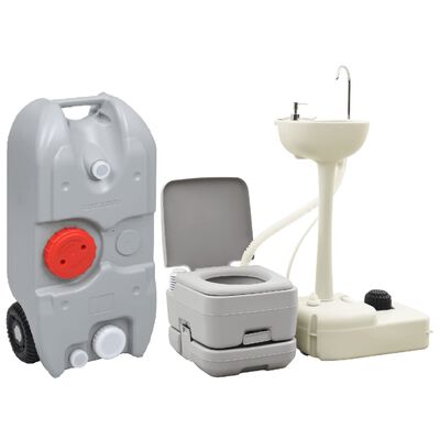vidaXL Conjunto portátil sanita e lavatório c/ depósito para campismo