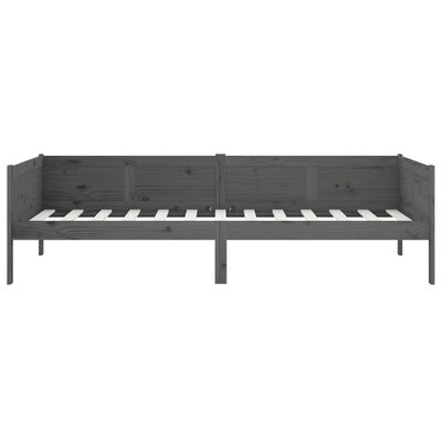 vidaXL Sofá-cama 90x200 cm madeira de pinho maciça cinzento