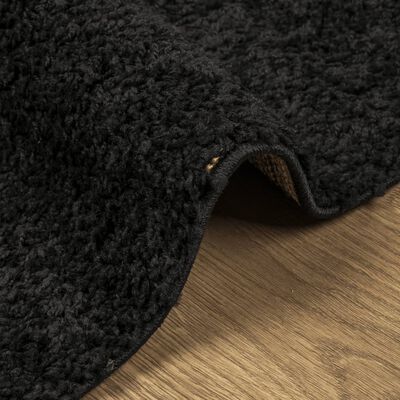 vidaXL Tapete shaggy de pelo alto PAMPLONA 160x160 cm preto