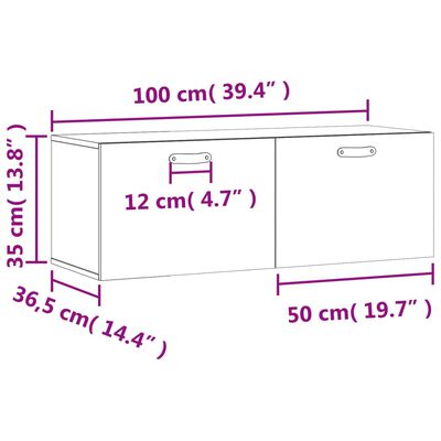 vidaXL Armário parede 100x36,5x35 cm derivados de madeira preto