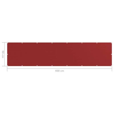 vidaXL Tela de varanda 90x400 cm PEAD vermelho