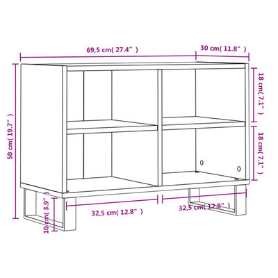 vidaXL Móvel de TV 69,5x30x50 cm derivados de madeira branco