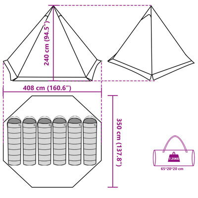 vidaXL Tenda familiar tipi para 6 pessoas impermeável azul