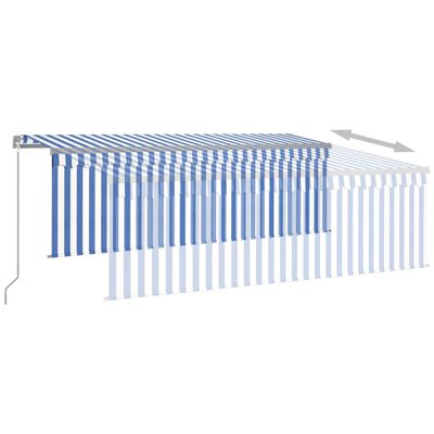 vidaXL Toldo retrátil manual com estore/LED 4x3 m azul e branco