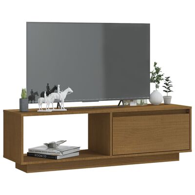 vidaXL Móvel de TV 110x30x33,5 cm pinho maciço castanho mel