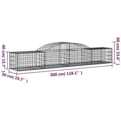 vidaXL Cestos gabião arqueados 20pcs 300x50x40/60 cm ferro galvanizado