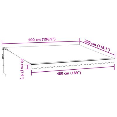 vidaXL Toldo retrátil automático com luzes LED 500x300 cm castanho