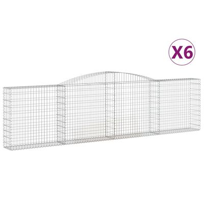 vidaXL Cestos gabião arqueados 6pcs 400x30x100/120cm ferro galvanizado