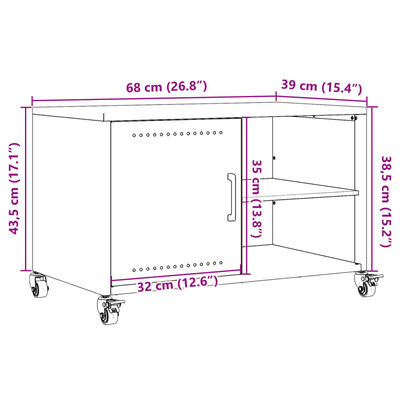 vidaXL Móvel de TV 68x39x43,5 cm aço antracite