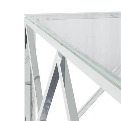 vidaXL Mesa de centro 80x80x40 cm aço inoxidável e vidro