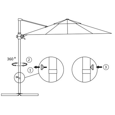 vidaXL Guarda-sol jardim cantilever com poste de aço 300 cm azul ciano